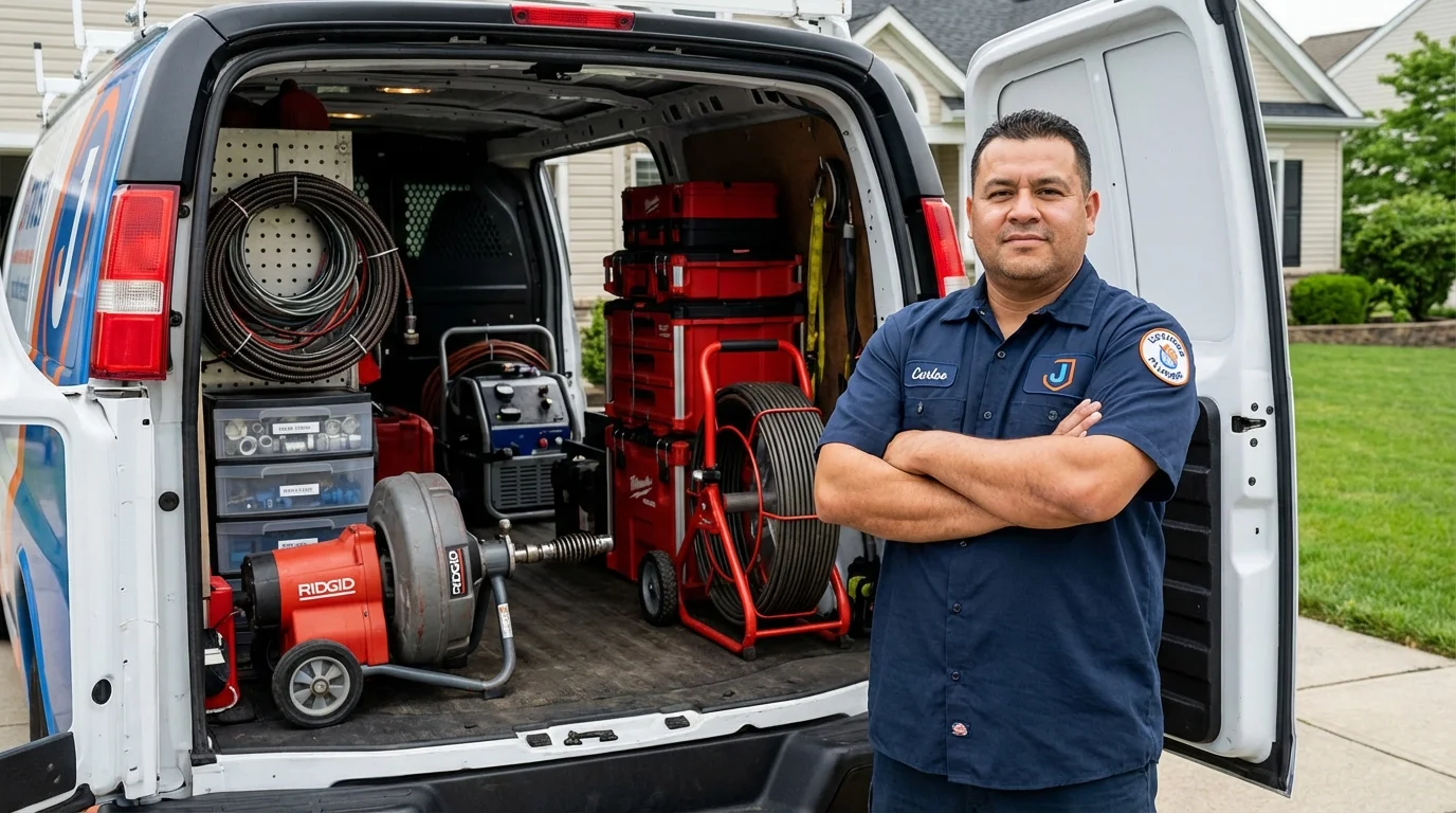 Professional drain cleaning equipment and Johns Plumbing LLC plumber in Duncannon