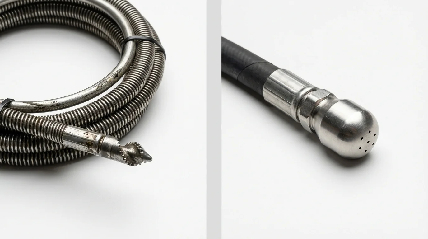 Drain snake cable and hydro jetting nozzle used for drain cleaning in Duncannon, PA
