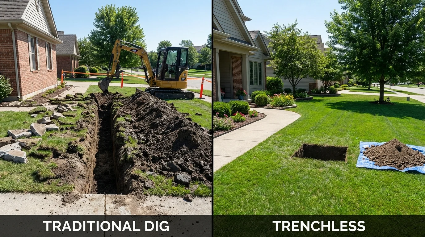 Trenchless sewer repair with minimal yard damage versus traditional excavation in Duncannon, PA